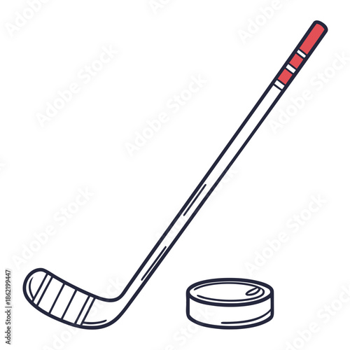 Ice hockey stick and puck