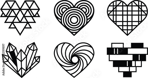 Heart Shapes Abstract Geometric Vector Collection