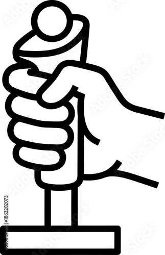 A human hand holding a joystick with one hand. Play, gaming, competition concept. Vector icon for arcade, video game, website, mobile application, button, ui design