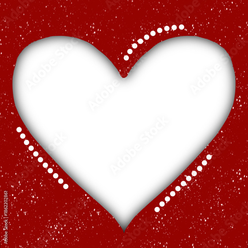 Heart shape frame on red background