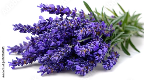 Close Up Beautiful Lavender Flowers Arrangement on Isolated White Background