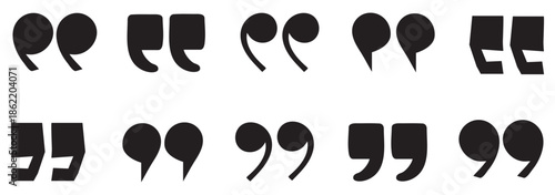 Quote mark flat vector icon set. quote mark collection. black quotes icon set. Speech mark. inverted commas symbol. vector illustration