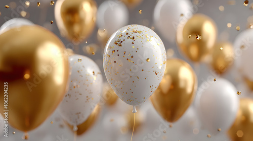 gold white transparent balloon confetti background for graduation birthday happy new year opening sale, high quality image
