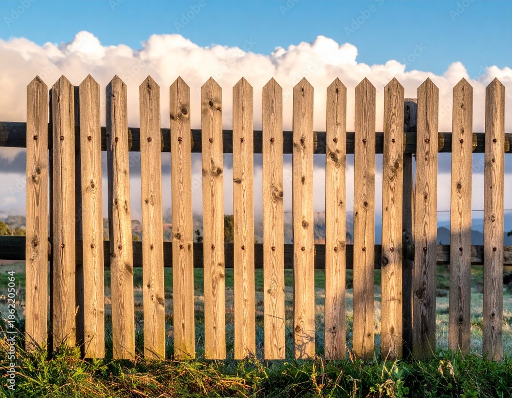 Fototapeta premium wooden fence and grass