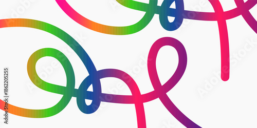 Abstract Color Lines Pattern. Background with Gradient Ribbon Waves. Vector Curve 3D Graphic Shapes.