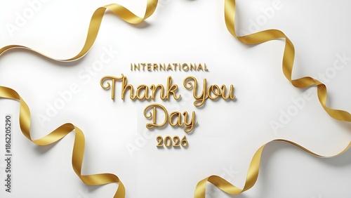 International thank you day 2024 celebration with golden ribbon decorations