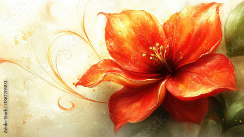 Vibrant Orange Flower with Swirling Patterns and Soft Background
