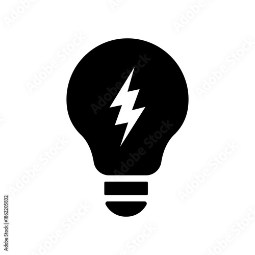 A simple light bulb icon set representing ideas, creativity, and innovation. This minimal black and white design includes outline and solid styles, suitable for websites, mobile apps, presentations
