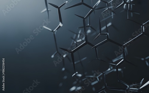 Hexagonal molecular structure abstract background design with intricate patterns connections forms visually stunning digital art network of shapes