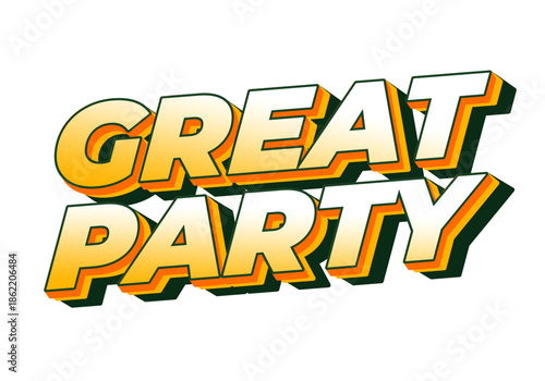 Bold and colorful text design featuring the words Great Party in playful style