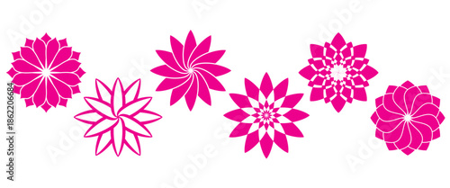 Vector illustration of a set of various shapes of lotus flowers