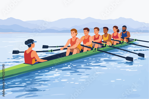 Athletes doing sports in the heart of nature and reflecting the team spirit.