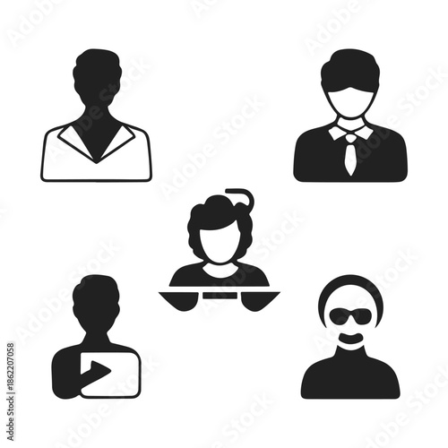 Corporate employee and digital user silhouette symbols set