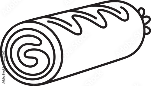Sausage Roll Line Art Vector Illustration for Coloring Book Page