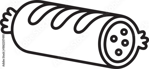 Sausage Roll Line Art Vector Illustration for Coloring Book Page
