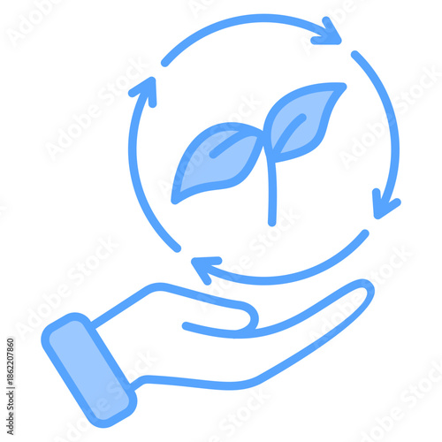 Sustainability Blue Icon Vector Illustration