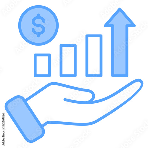Profitability Blue Icon Vector Illustration