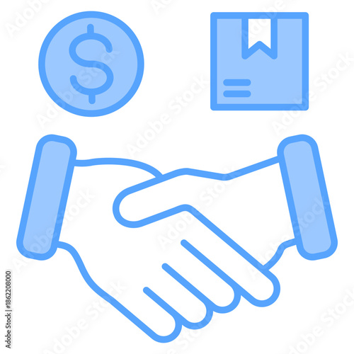 Trade Agreement Blue Icon Vector Illustration