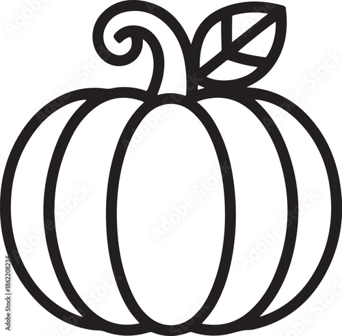 Pumpkin Line Art Vector Illustration for Coloring Book Page