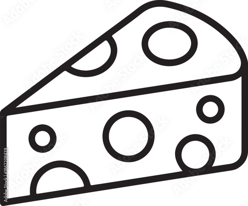 Cheese Slice Line Art Vector Illustration for Coloring Book Page