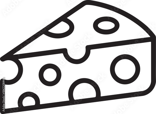 Cheese Slice Line Art Vector Illustration for Coloring Book Page