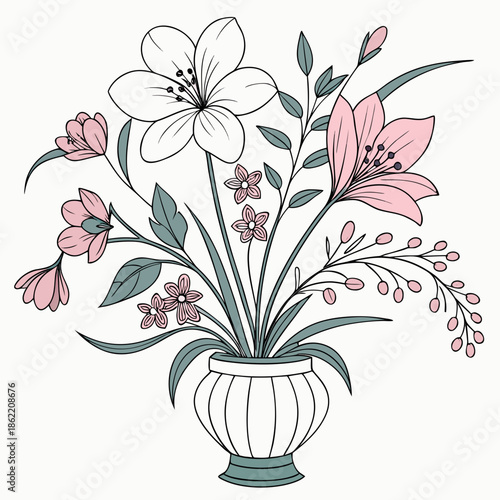 Delicate flower arrangement in vase