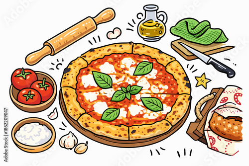 Fresh content pizza showing creativity in the kitchen and fascinating with its presentation.