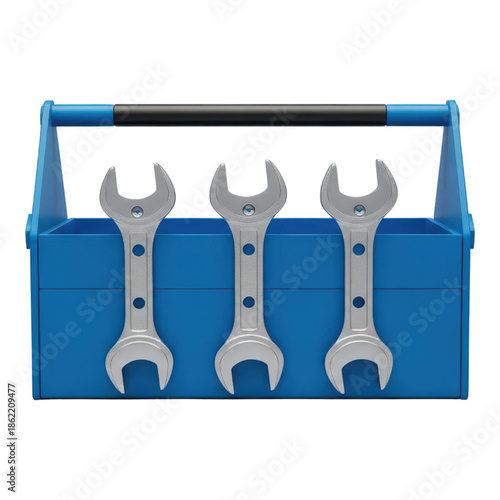 Wallpaper Mural Three silver wrenches in a blue toolbox on transparent background Torontodigital.ca