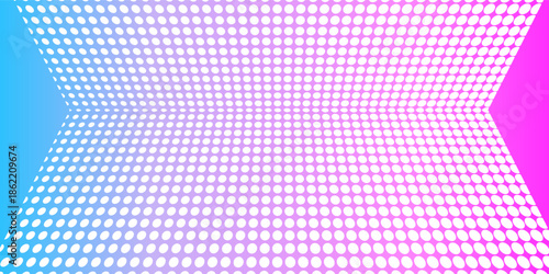 Abstract perforated background. Colorful perforated bent sheet grid. Beautiful soft waves blur. Geometric pattern of round hole, dots. Holes texture background. Technology or Science. Vector EPS10.