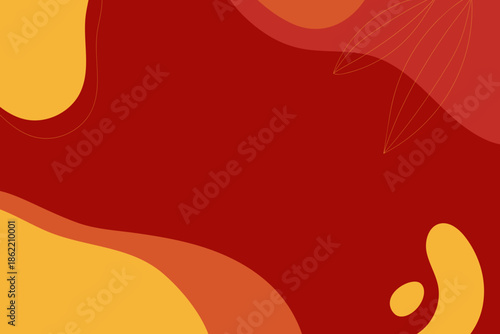 Red and orange abstract organic background with smooth curves