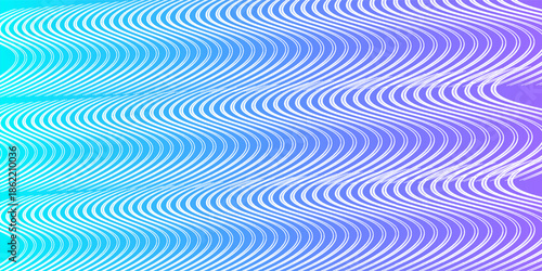 Flying veil waveform. Print. Purple, blue gradient. Wave pattern. Waving flowing scarf. Line art vibrant colored design element. Elegant abstract shiny curves. White background.