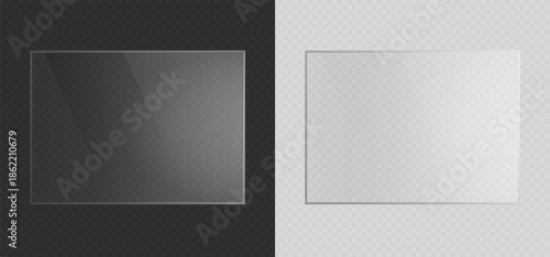 Transparent Glass Frame and Glossy Glass Overlay Effect with Clear, Frosted and Glass morphism Style for Modern UI, Web and Background Design