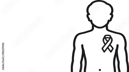 Awareness Ribbon on Human Body Vector Graphic Illustration for Cancer Support and Social Issues Campaigns