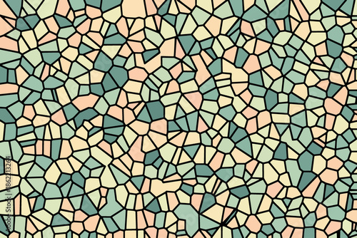 Vibrant mosaic pattern in soft green and peach hues