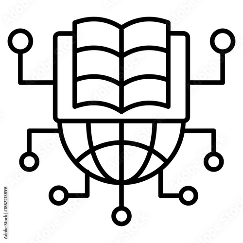 Digital Learning Outline Icon Vector Illustration