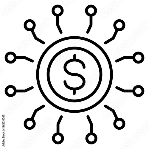 Digital Transaction Outline Icon Vector Illustration