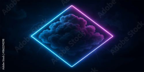 A glowing blue heart floats in the night sky surrounded by stars and flowing electric energy