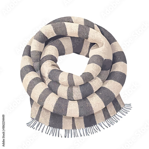Striped Scarf with Fringe