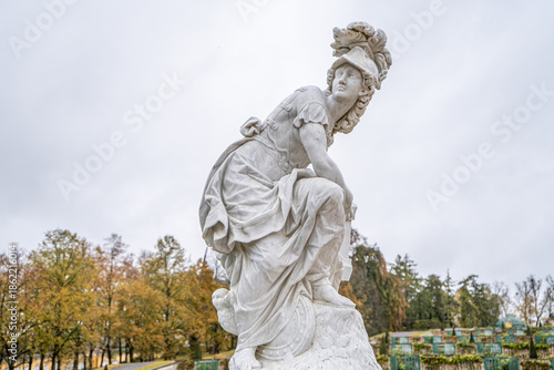 фотографія Marble statue of Minerva, the Roman goddess of wisdom and war, in Sanssouci Park in Potsdam Germany