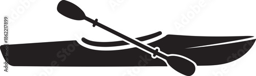 Black Kayak with Paddle Icon Design for Outdoor Activities