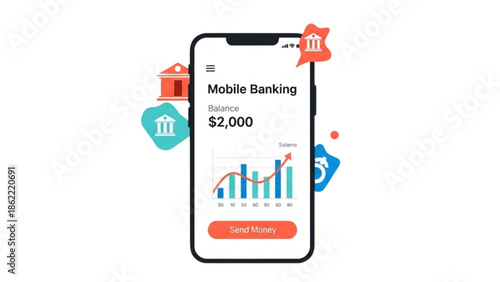 Bold Vector Fintech Icon Set Featuring Crypto Wallet Blockchain Stock Chart and Mobile Banking Symbols