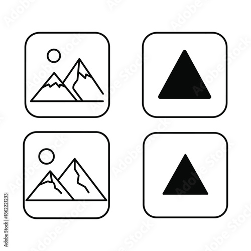 Digital Media Gallery and Peak silhouette icon illustration