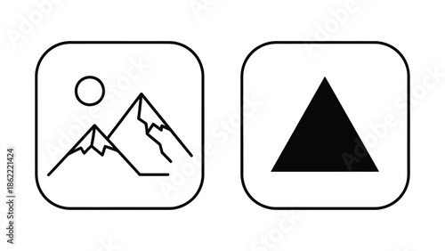 Digital Media Gallery and Peak silhouette icon design