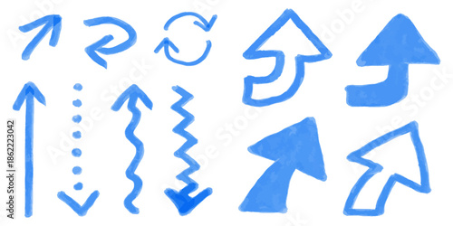 手描き風の矢印と方向線セット /Hand Drawn Arrow Doodle Set