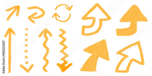 手描き風の矢印と方向線セット /Hand Drawn Arrow Doodle Set