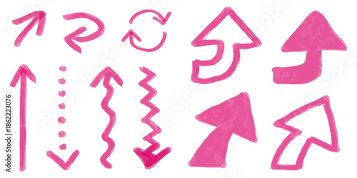 手描き風の矢印と方向線セット /Hand Drawn Arrow Doodle Set