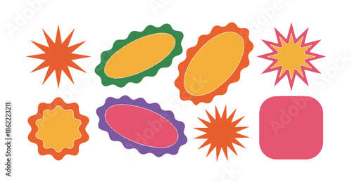 Colorful shapes and frames for design with white background