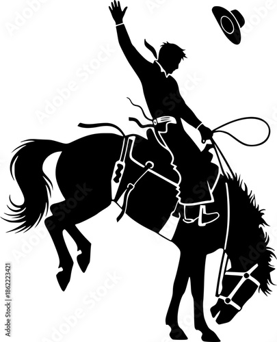 Rodeo Cowboy on Bucking Horse Silhouette
