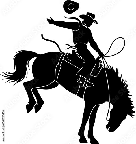 Rodeo Cowboy on Bucking Horse Silhouette
