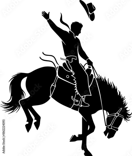 Rodeo Cowboy on Bucking Horse Silhouette
